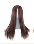 Split Black Long Straight Full Headgear Fashion Wig
