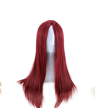 Split Black Long Straight Full Headgear Fashion Wig